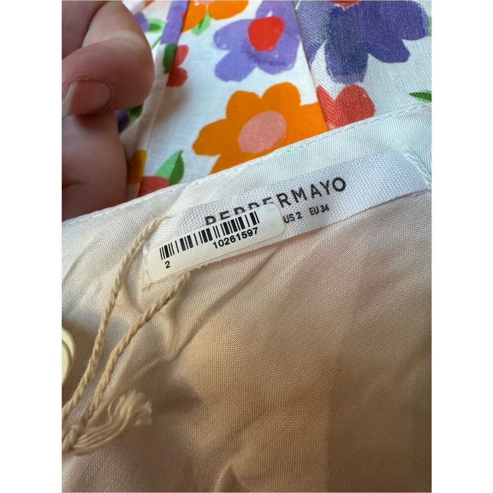 PepperMayo Women's Monday Margs Floral Linen Blend Mini Dress in Blooming Size 2 - Picture 9 of 11